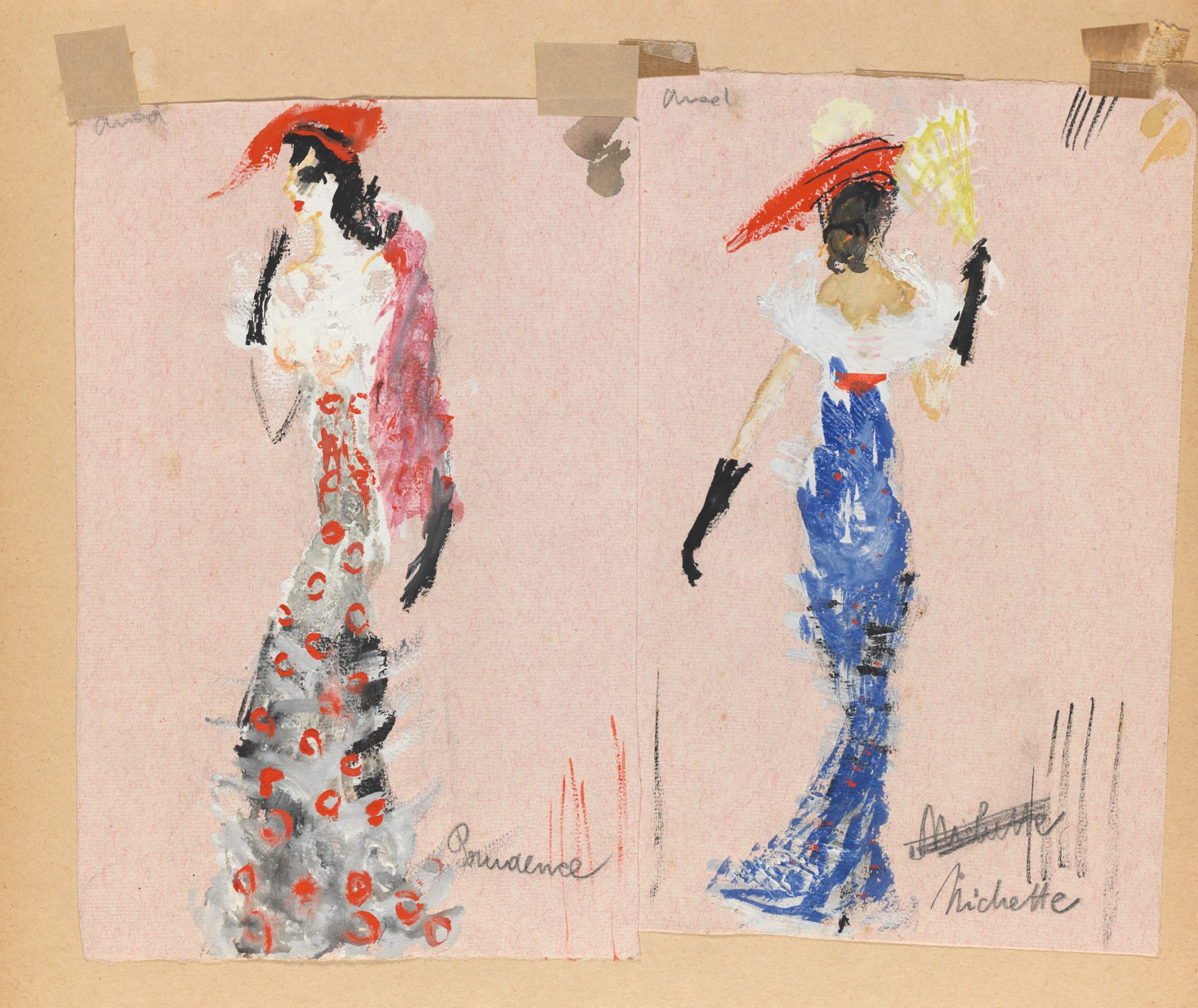 Václav Chad - Prudence (Study of a costume for operette) + Nichette (Study of a costume for operette)